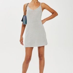 Topshop: Ribbed Metallic Swing Dress